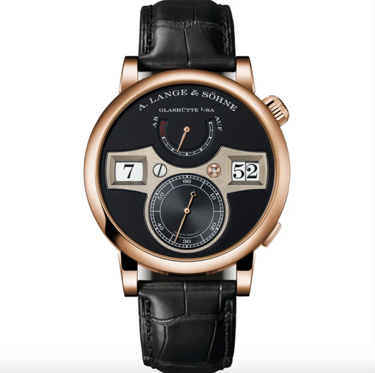 A Lange Sohne Zeitwerk Pink Rose Gold 41.9mm Black Dial 142.031